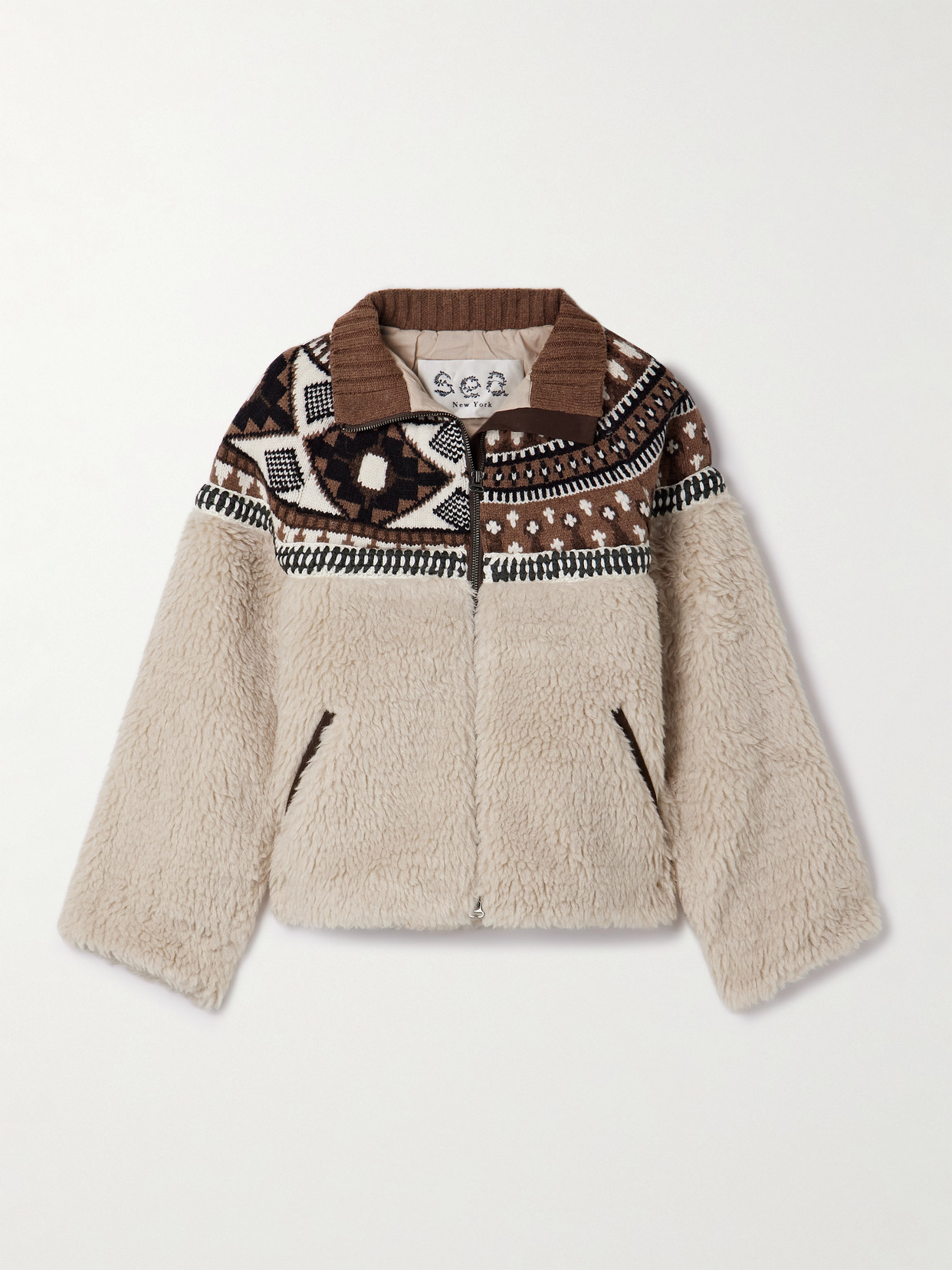Sea Linea Fair Isle Merino Wool And Fleece Jacket In Neutral