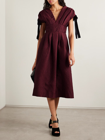 Sea Fayetta bow-detailed pleated cloqué midi dress