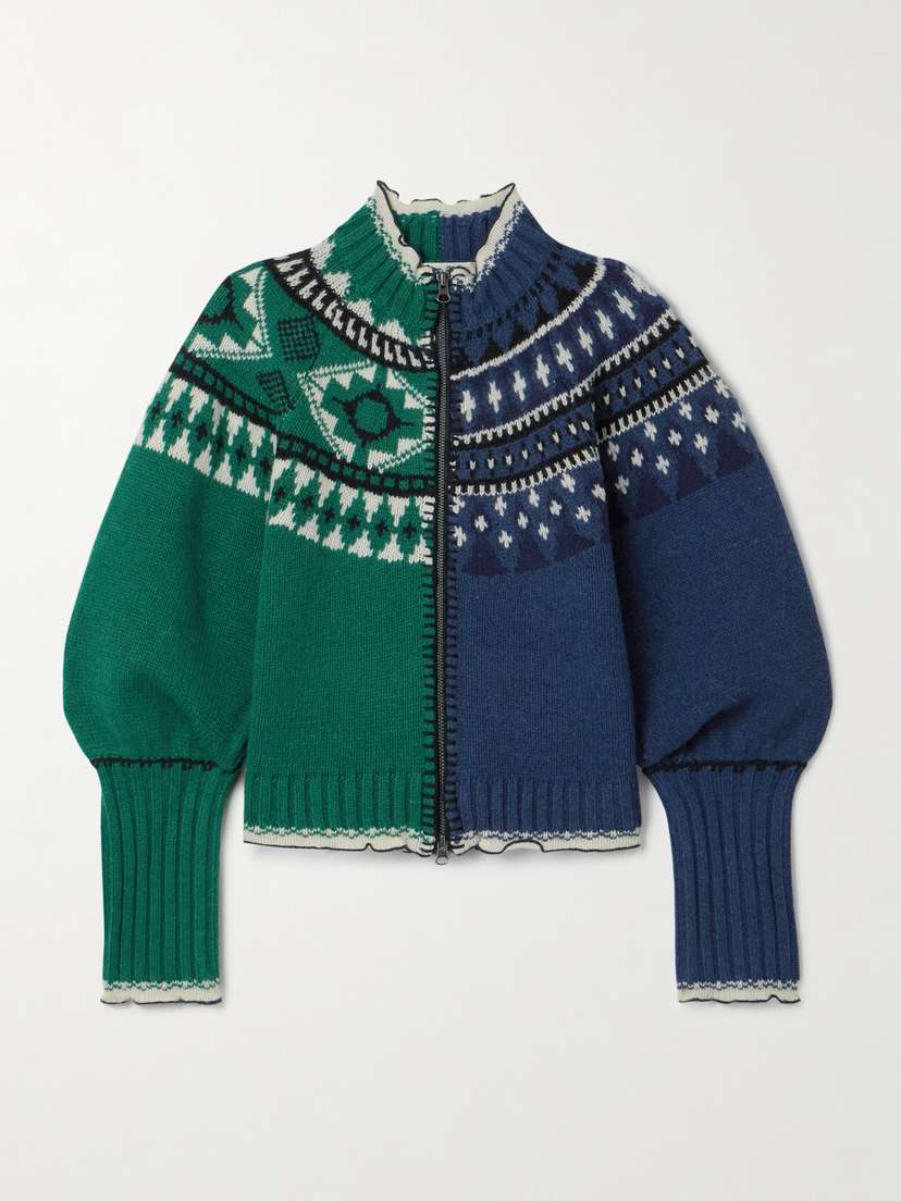 Sea Linea Intarsia-knit Merino Wool Cardigan