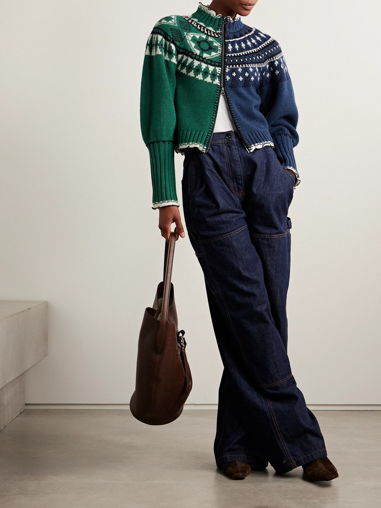 Sea Linea Fair Isle Zip Front Cardigan Multi In Multi