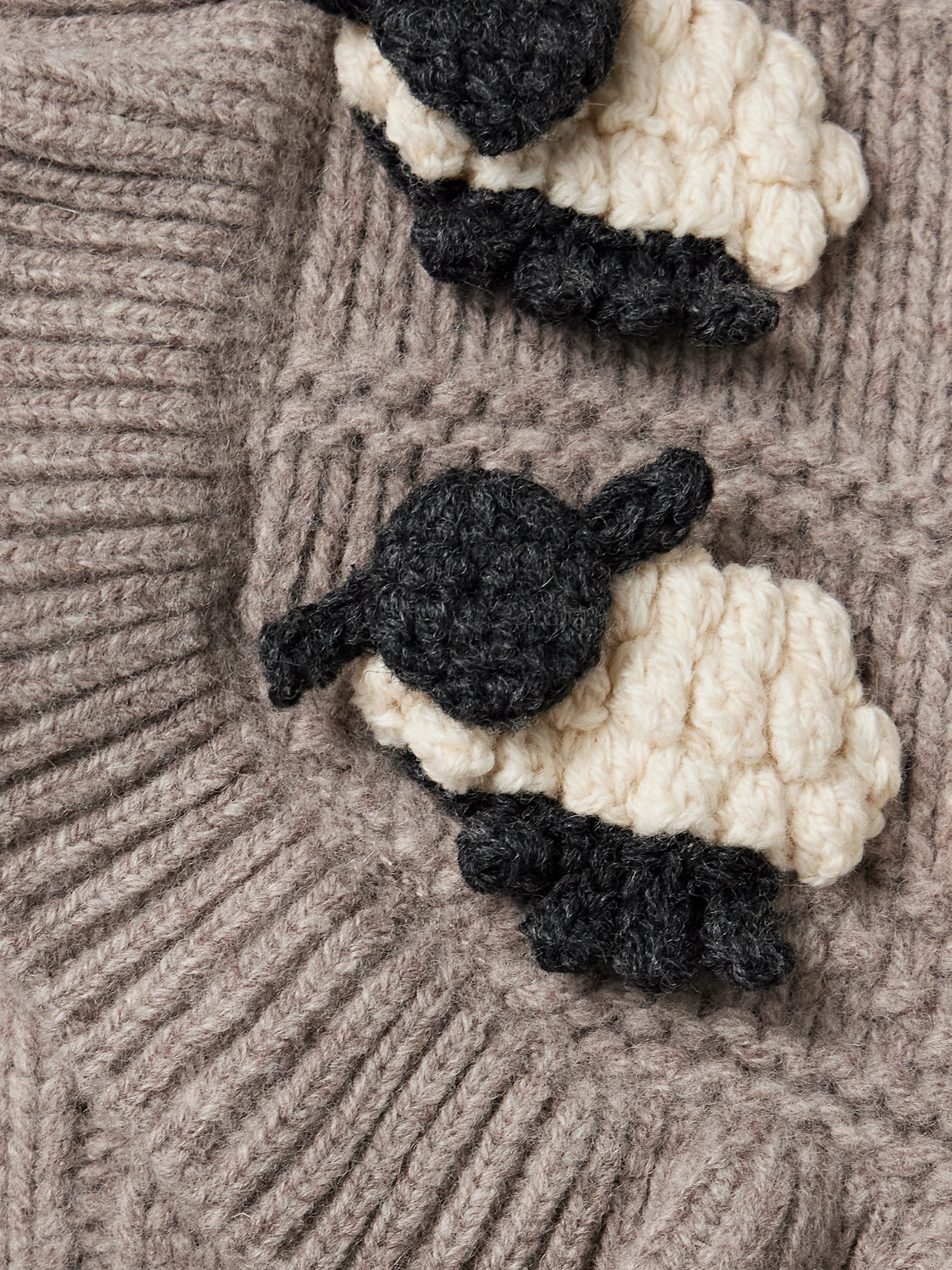 Sea Benny Appliquéd Cable-knit Wool Cardigan In Brown