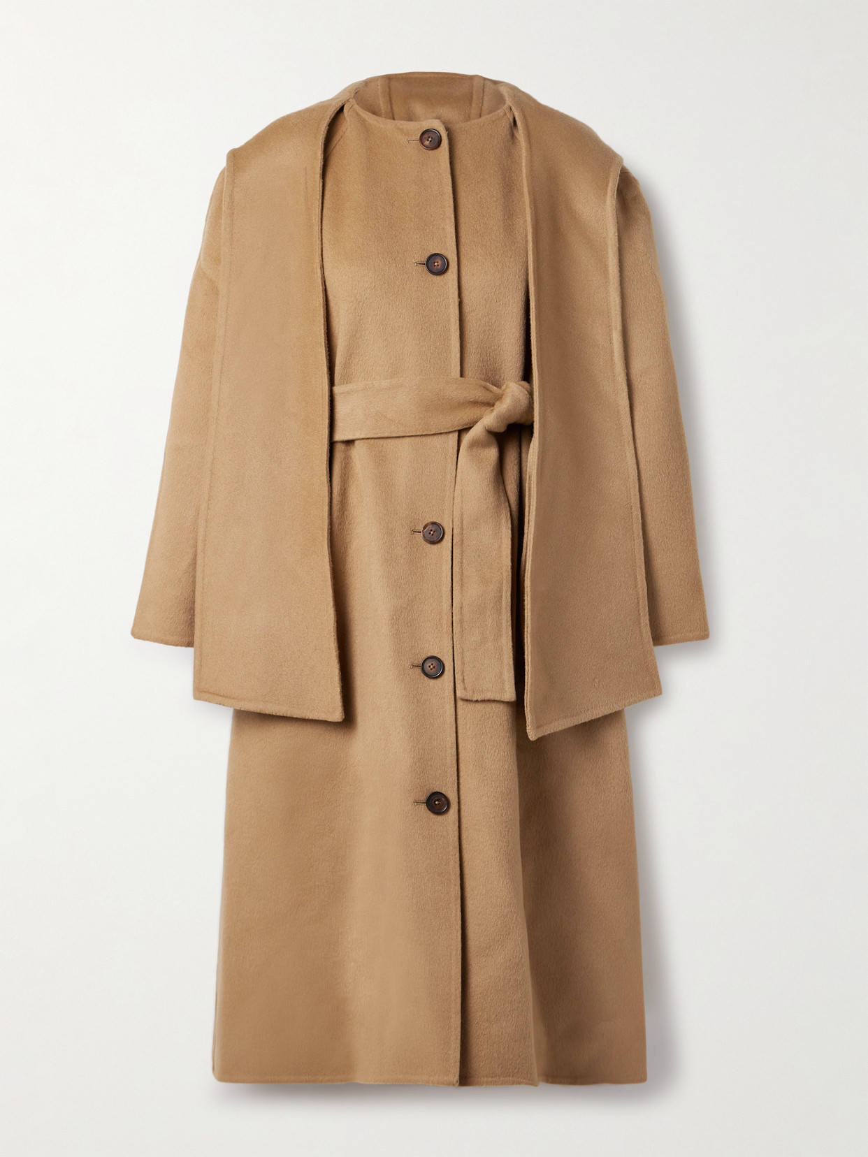 Sea Astra Scarf-detailed Hooded Wool-felt Coat In Multi