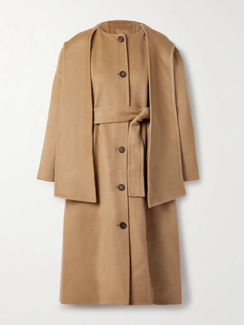 Sea Astra Scarf-detailed Hooded Wool-felt Coat