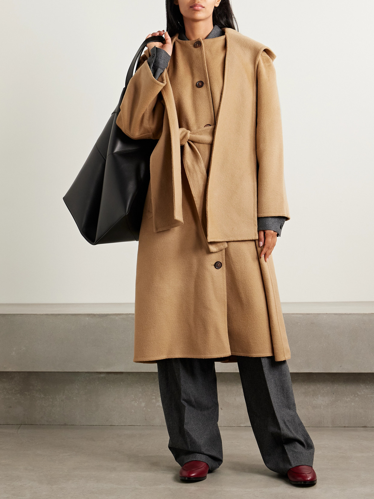 Sea Astra Scarf-detailed Hooded Wool-felt Coat In Multi