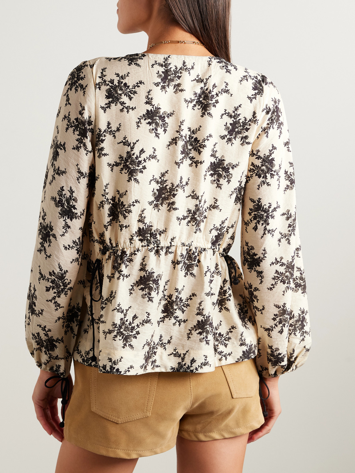 Sea Joan Tie-detailed Floral-print Voile Top In Multi