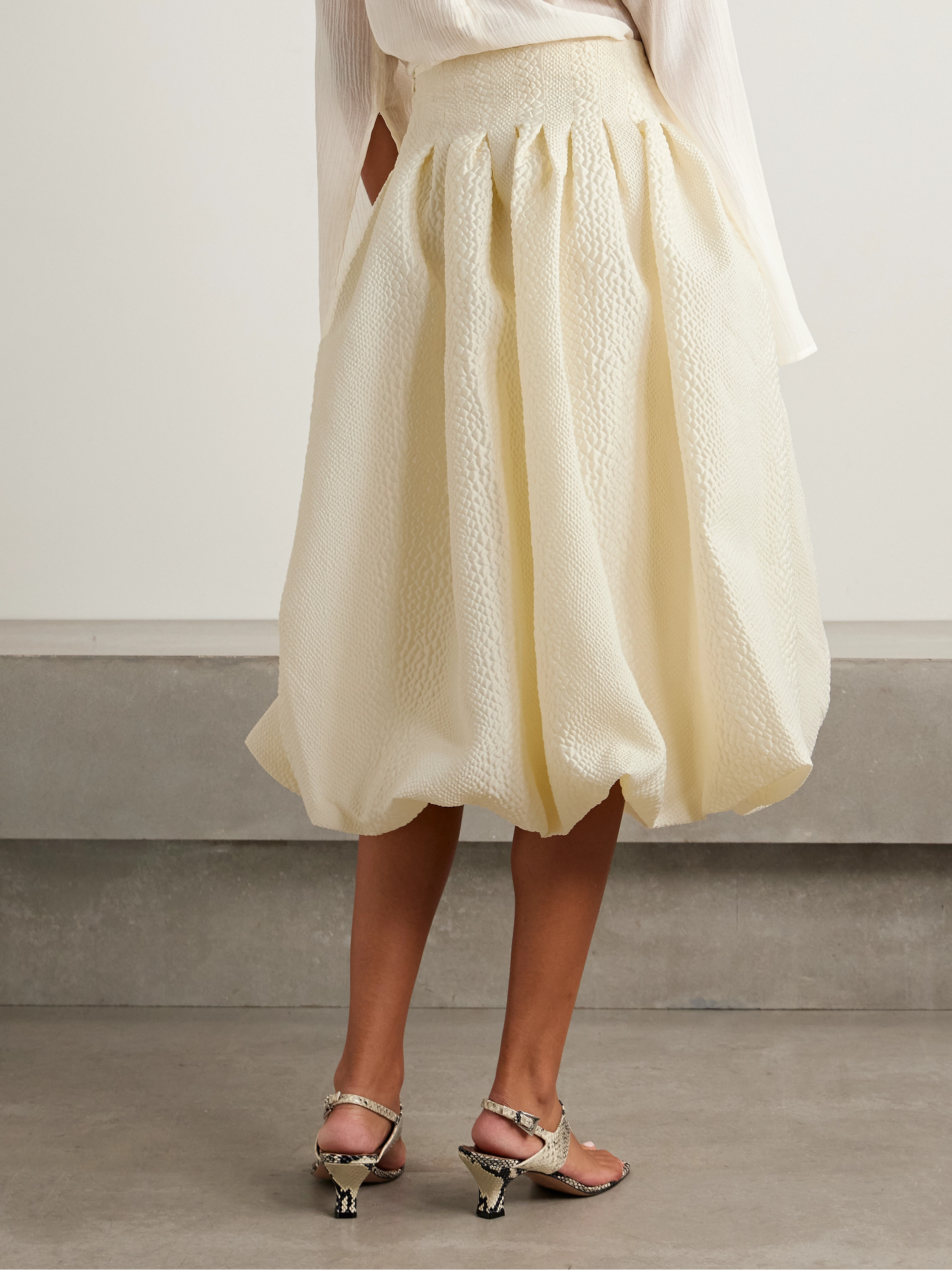 Sea Fayetta pleated cloqué midi skirt