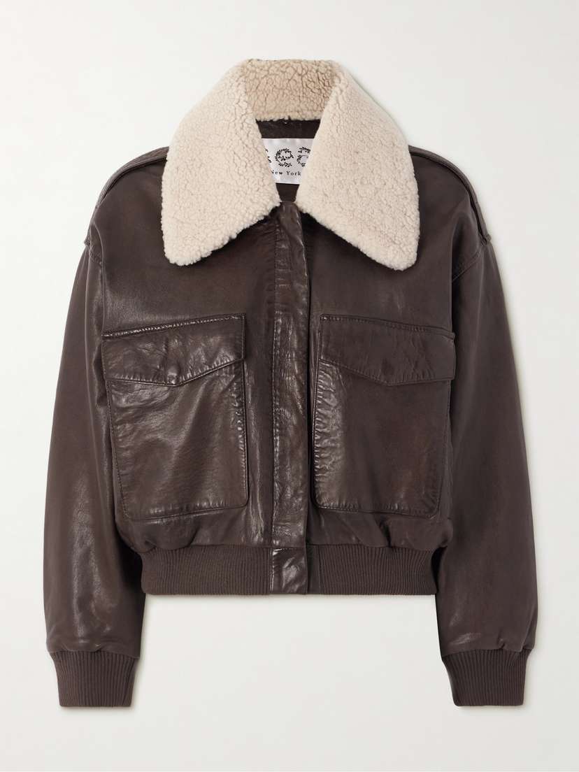 Sea Lenoir Shearling-trimmed Leather Bomber Jacket