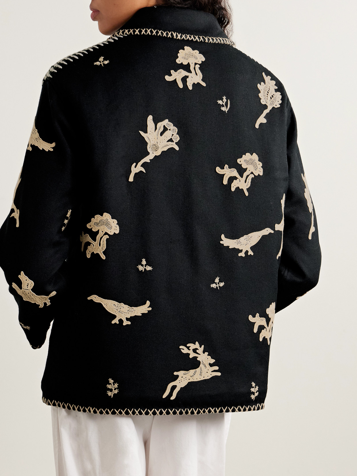Sea Mika Appliquéd Padded Twill Jacket In Black