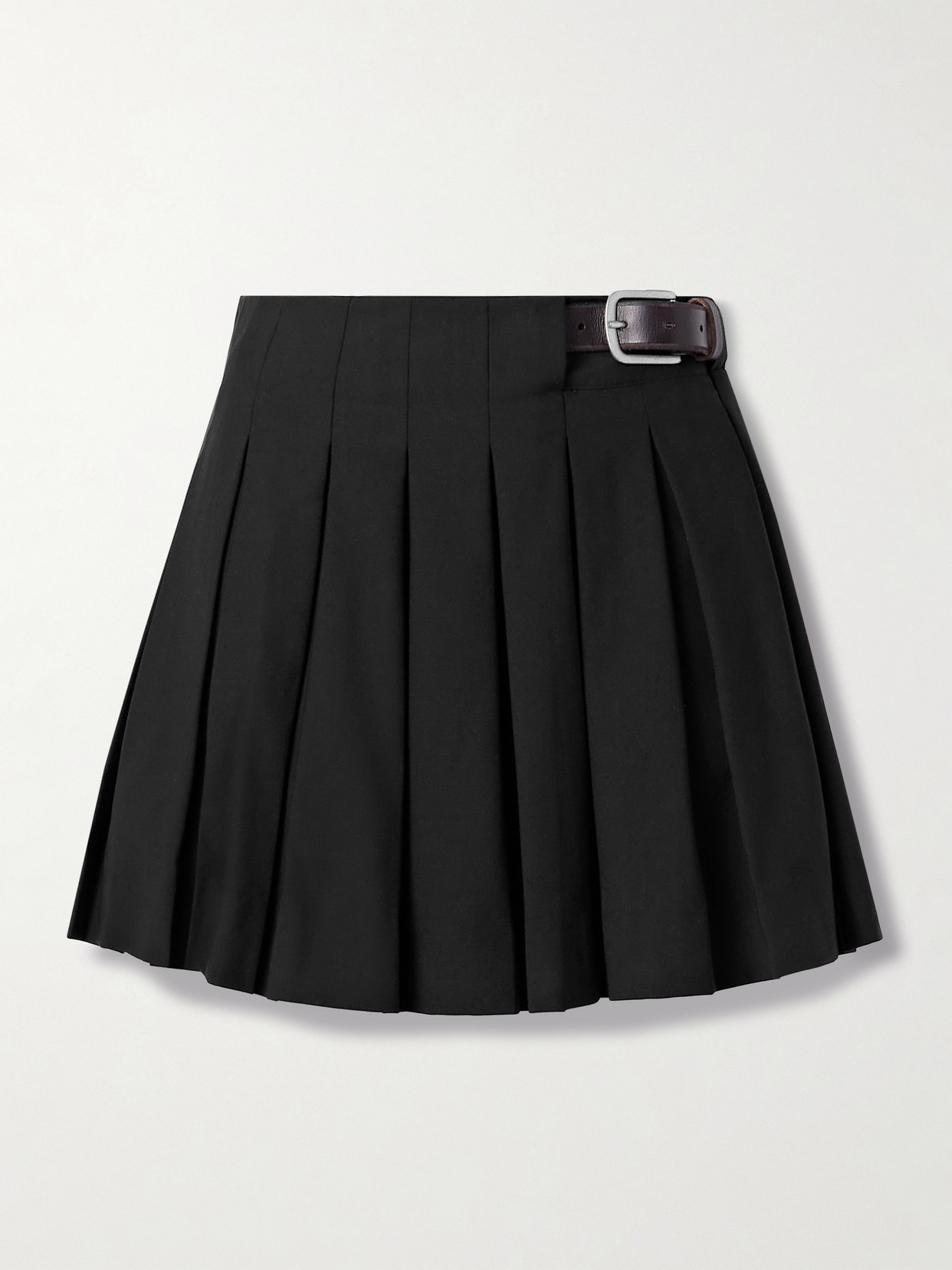 Sea Adeline Wool Suiting Belted Pleat Miniskirt Black In Black