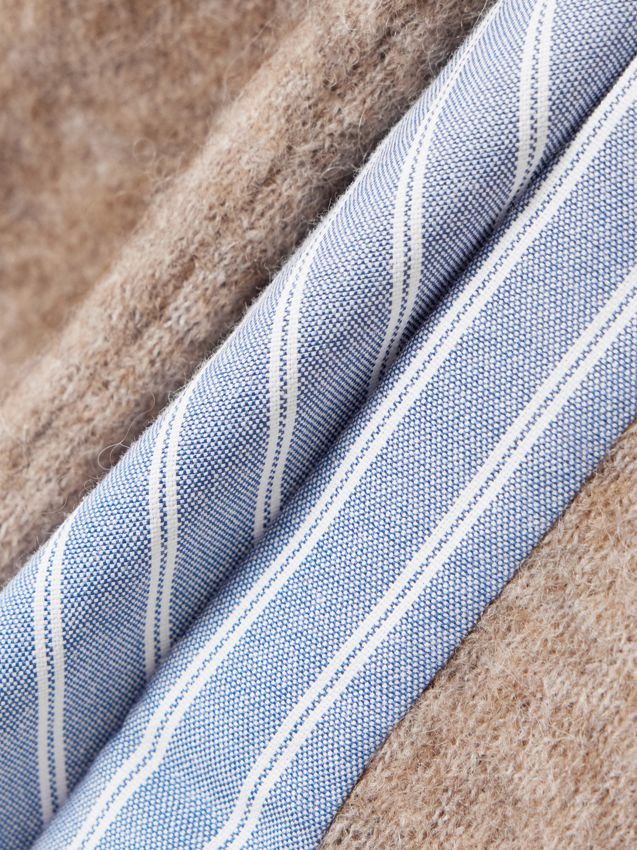 Sea Mallory Checked Cotton-blend Trimmed Knitted Turtleneck Sweater In Neutral