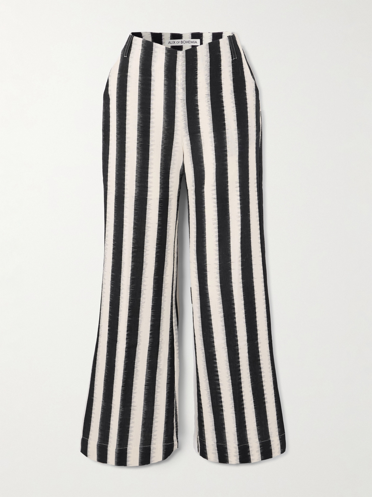 Alix Of Bohemia Charlie Striped Cotton Flared Pants In White