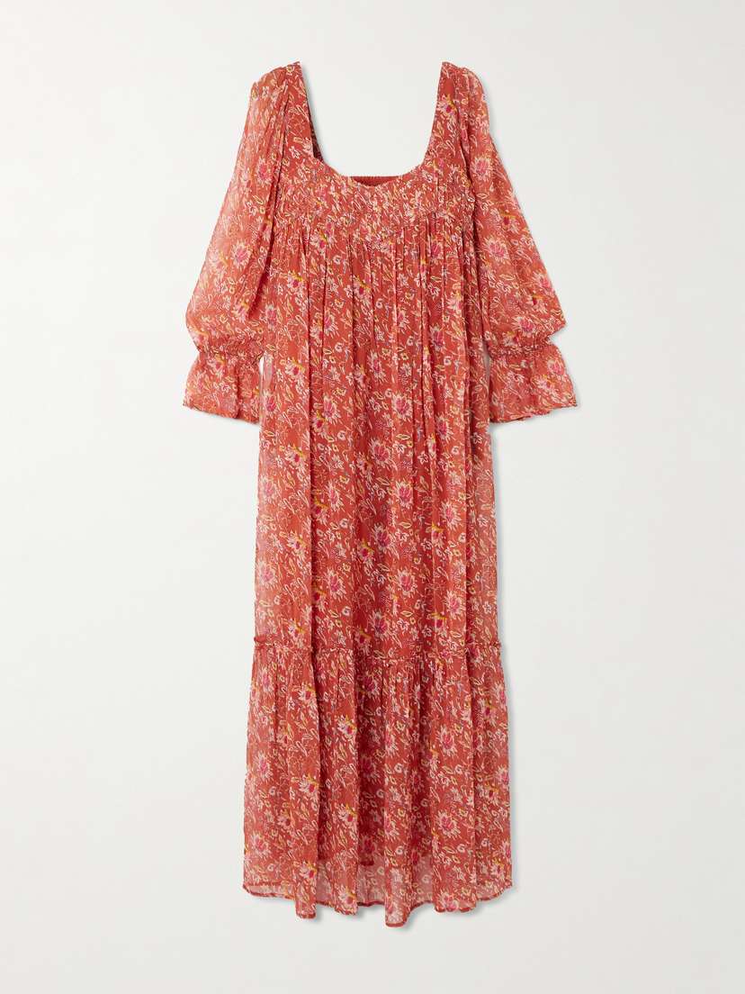 ALIX OF BOHEMIA Lilium Sunset Floral-print Chiffon Midi Dress