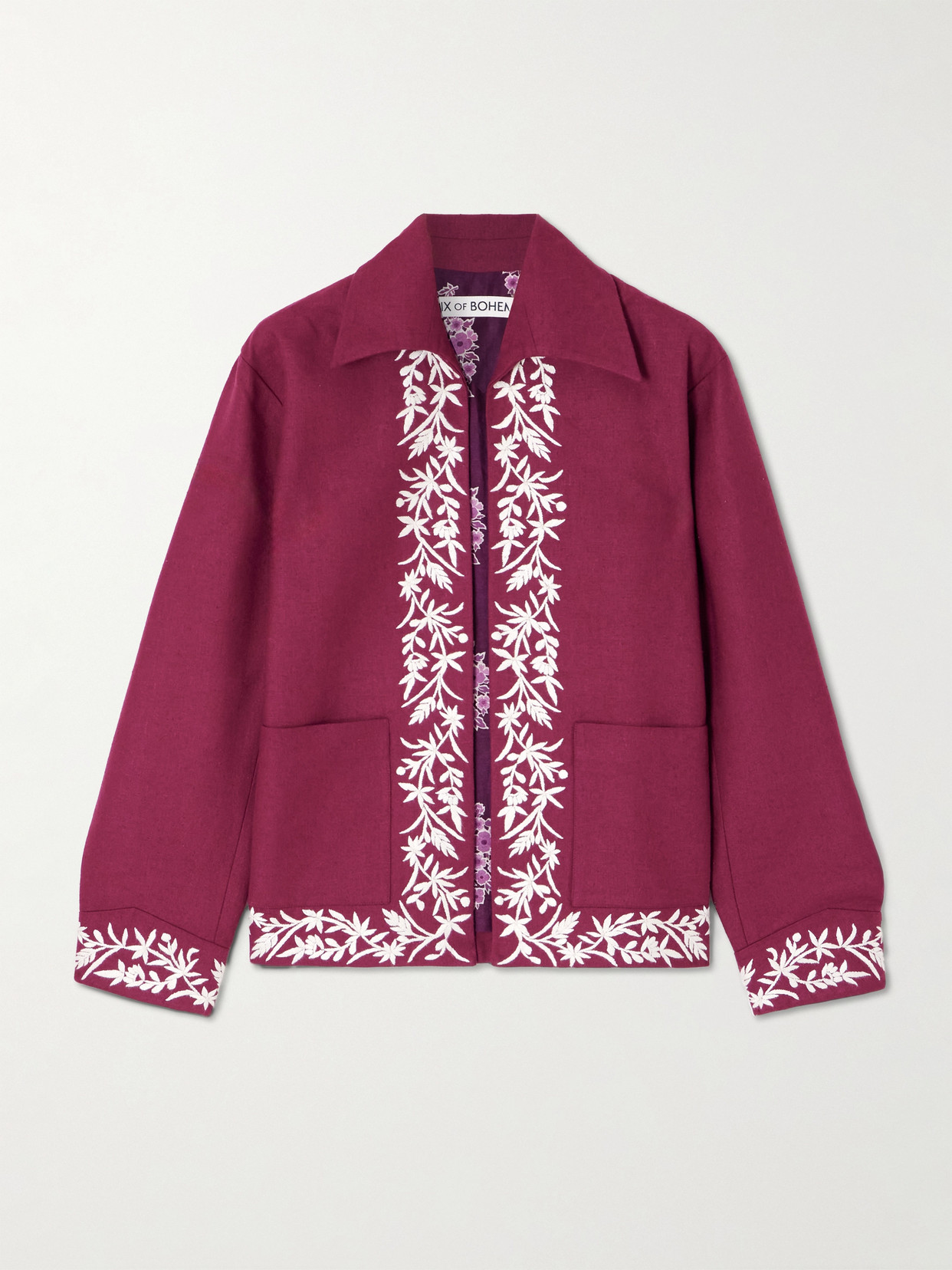 Alix Of Bohemia Jude Canyon Embroidered Silk Jacket In Red