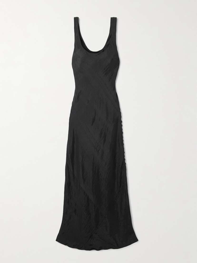 ALIX OF BOHEMIA Adele Button-embellished Silk-faille Midi Dress