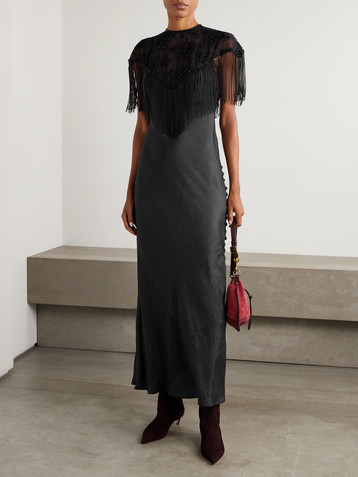 Alix Of Bohemia Adele button-embellished silk-faille midi dress