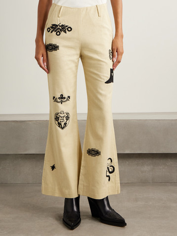 Alix Of Bohemia Charlie Rye embroidered silk flared pants