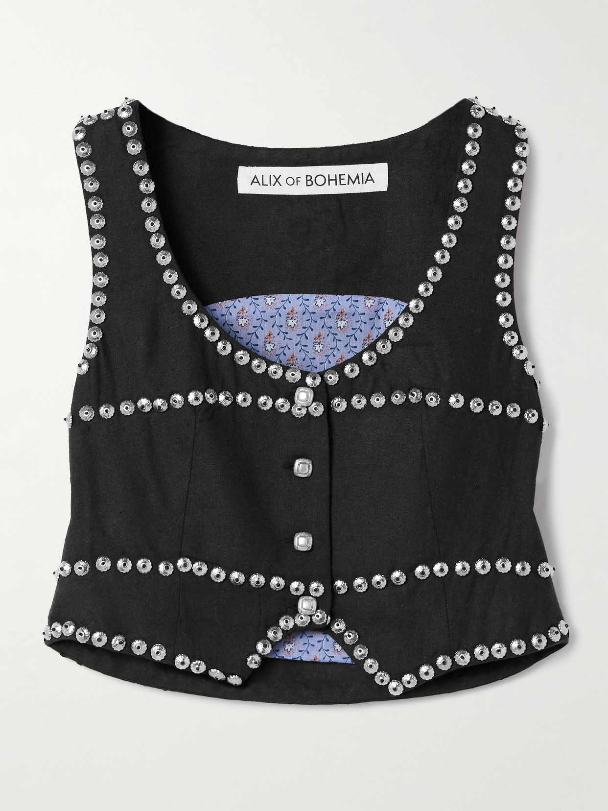 Alix Of Bohemia Mossie Studded Cotton Vest In Black