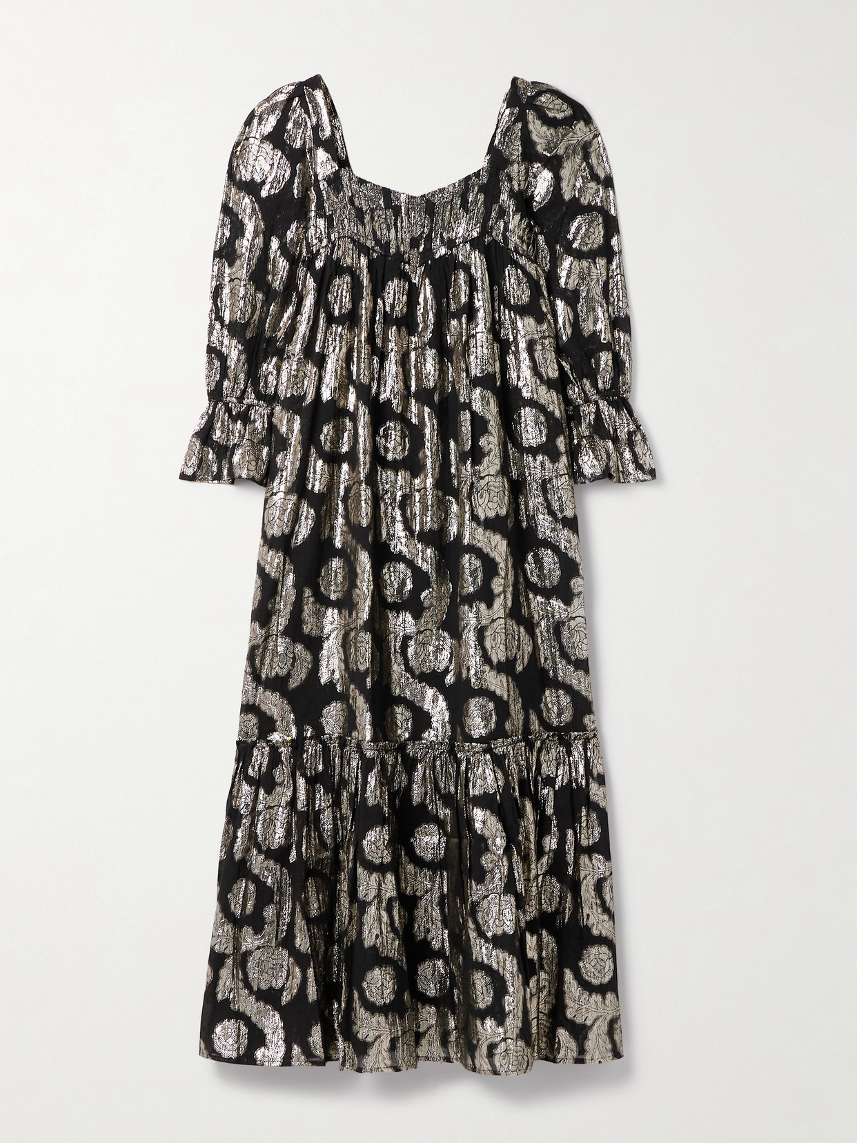 Alix Of Bohemia Lilium Cotton And Lurex-blend Midi Dress In Black