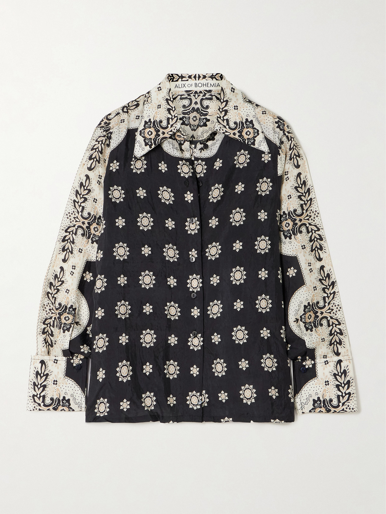 Alix Of Bohemia Dana Bronco Printed Silk Shirt In Black