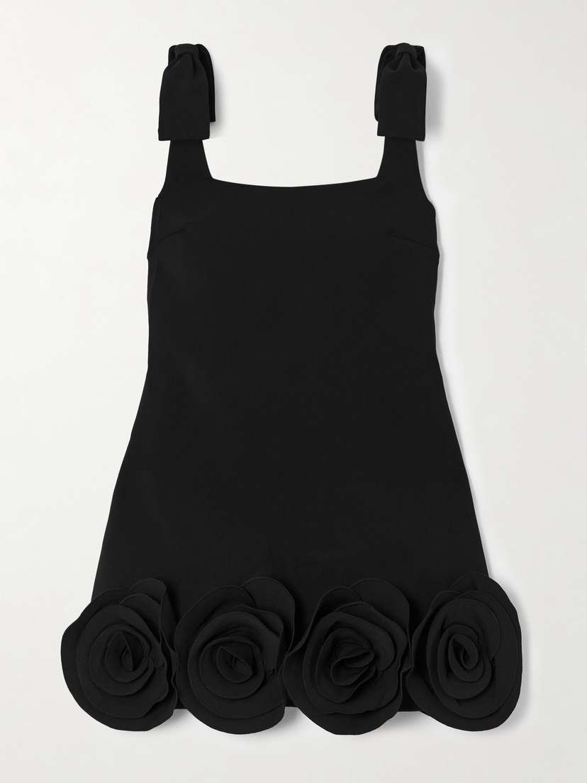 Self-Portrait Appliquéd Crepe Mini Dress