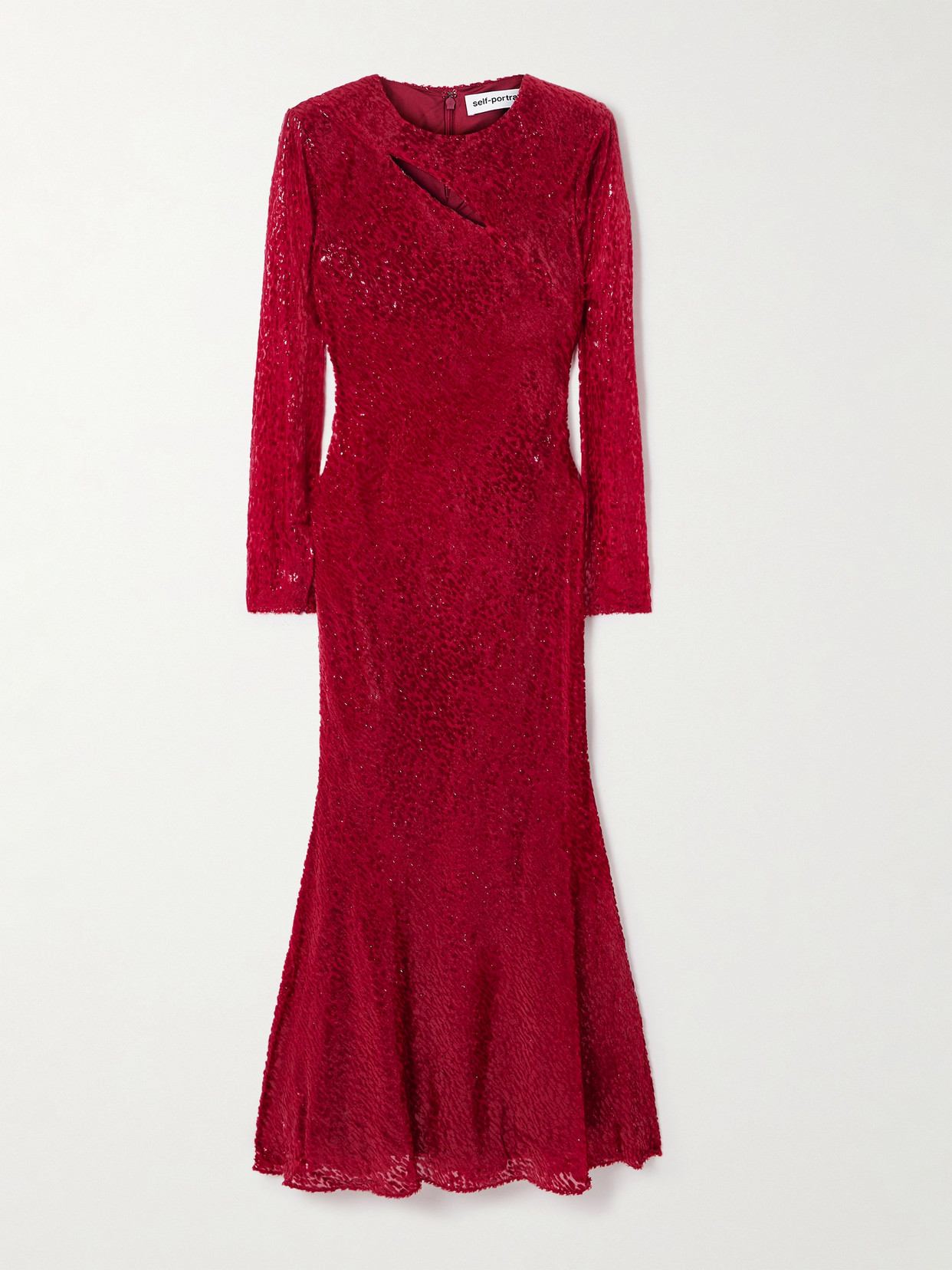 Self-portrait Cutout Fil Coupé Midi Dress In Red