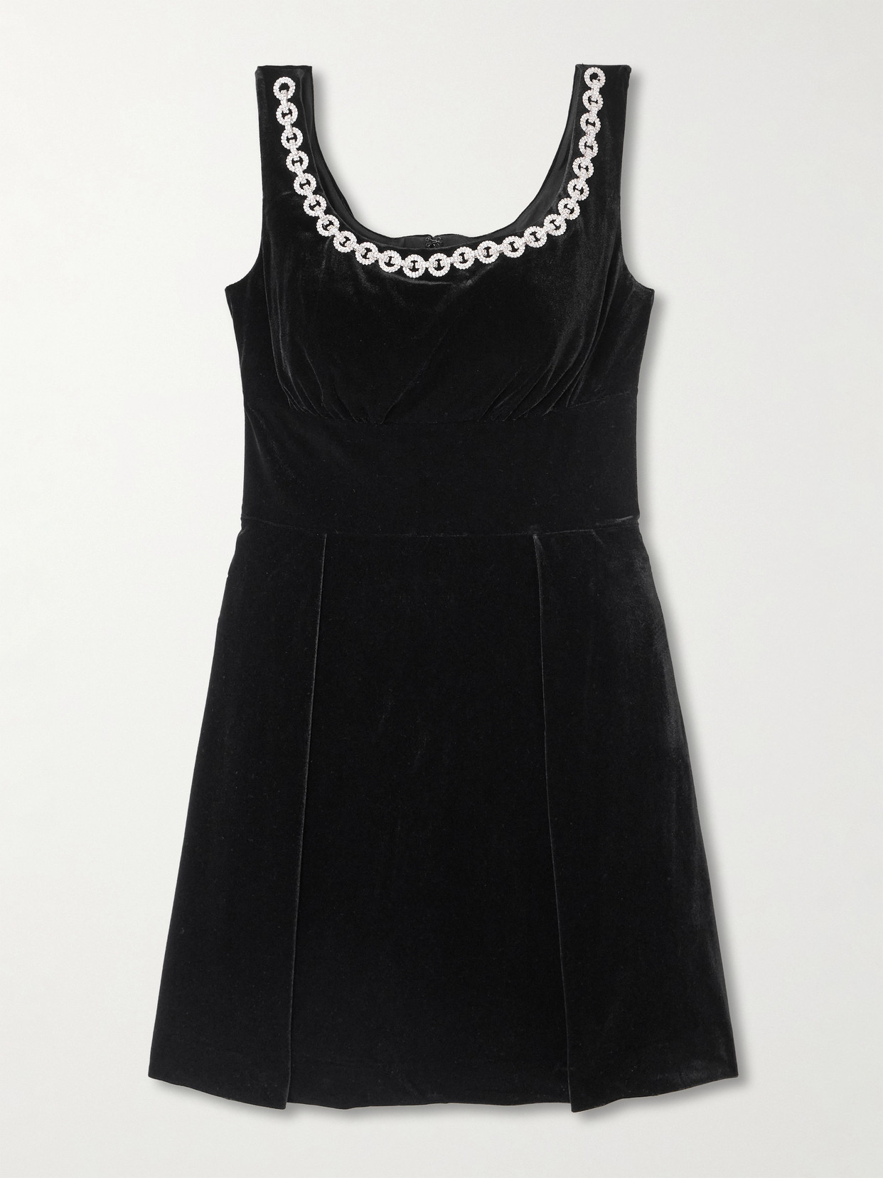 Self-portrait Embellished Velvet Mini Dress In Black