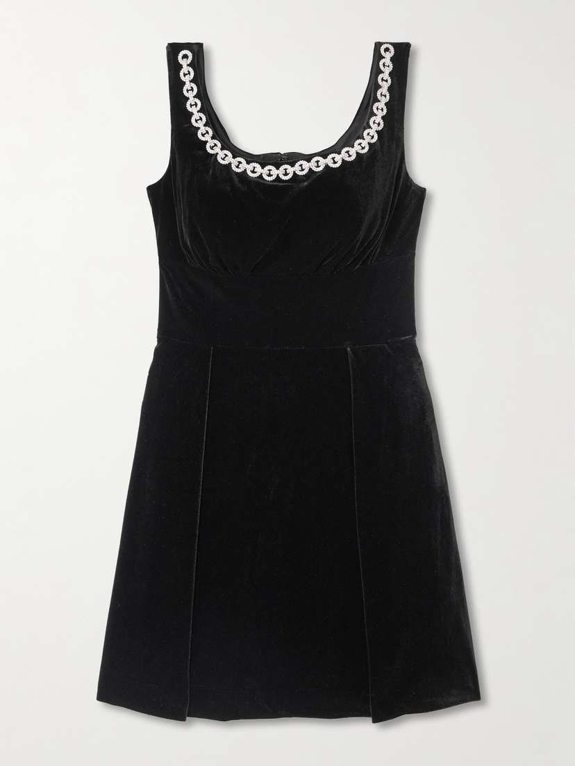 Self-Portrait Embellished Velvet Mini Dress
