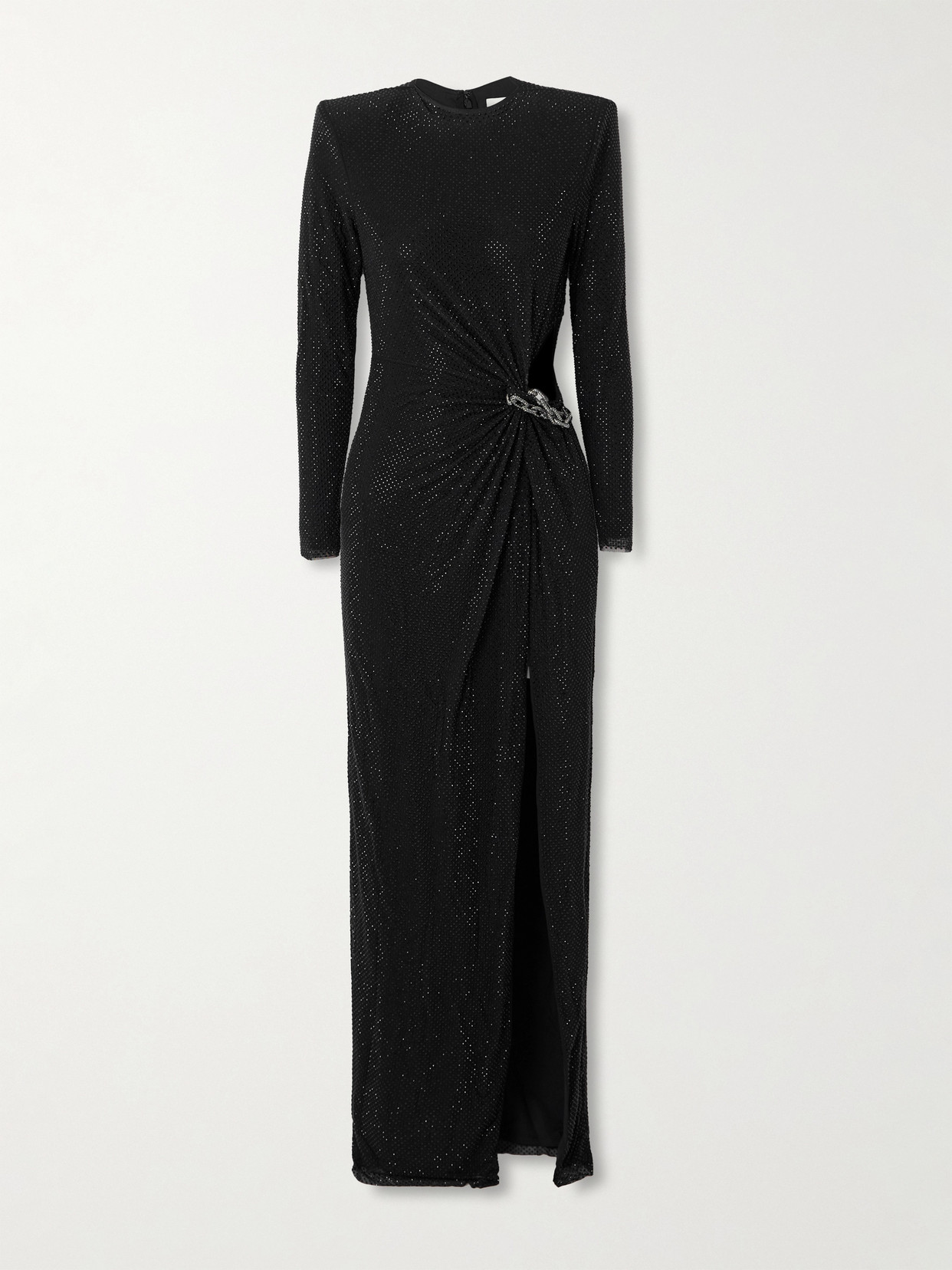 Self-portrait Embellished Mesh Maxi Dress In Black