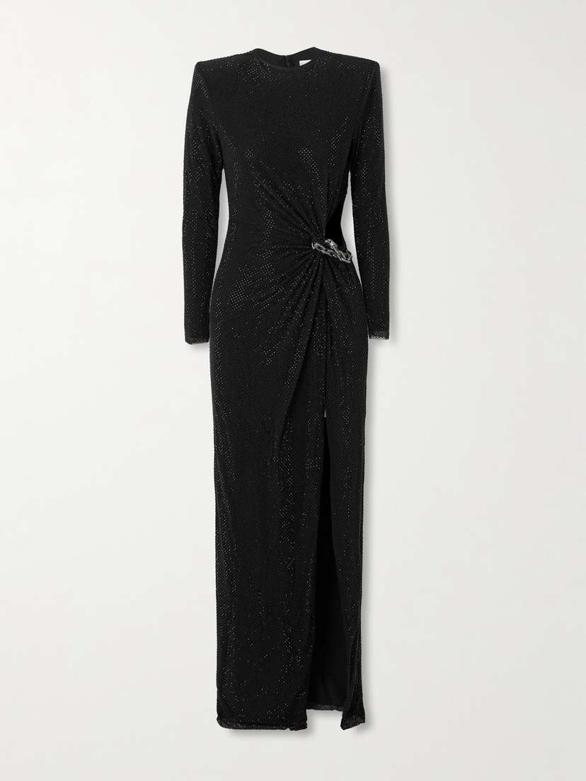 Self-Portrait Embellished Mesh Maxi Dress