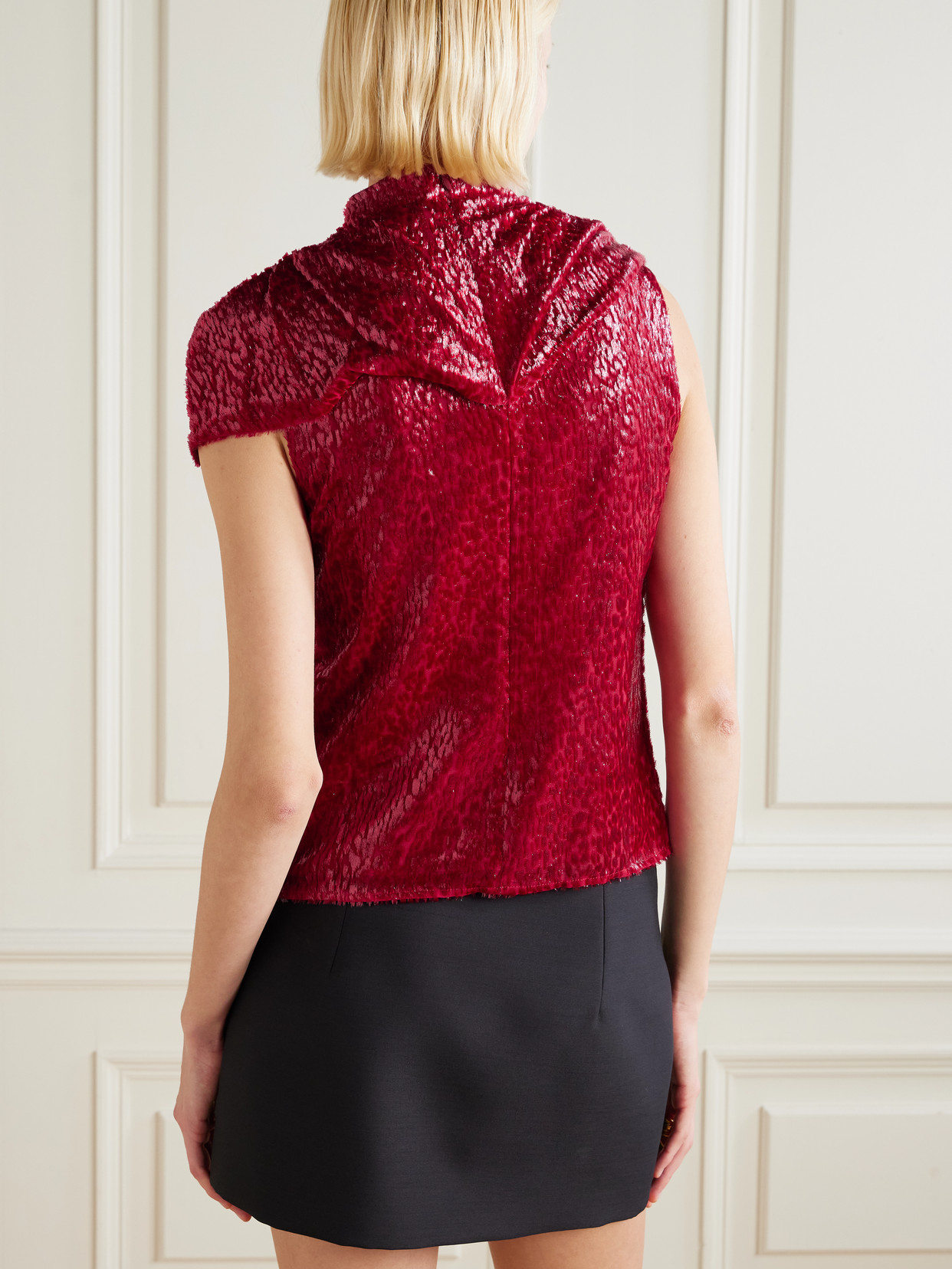 Self-portrait Cutout Fil Coupé Blouse In Red