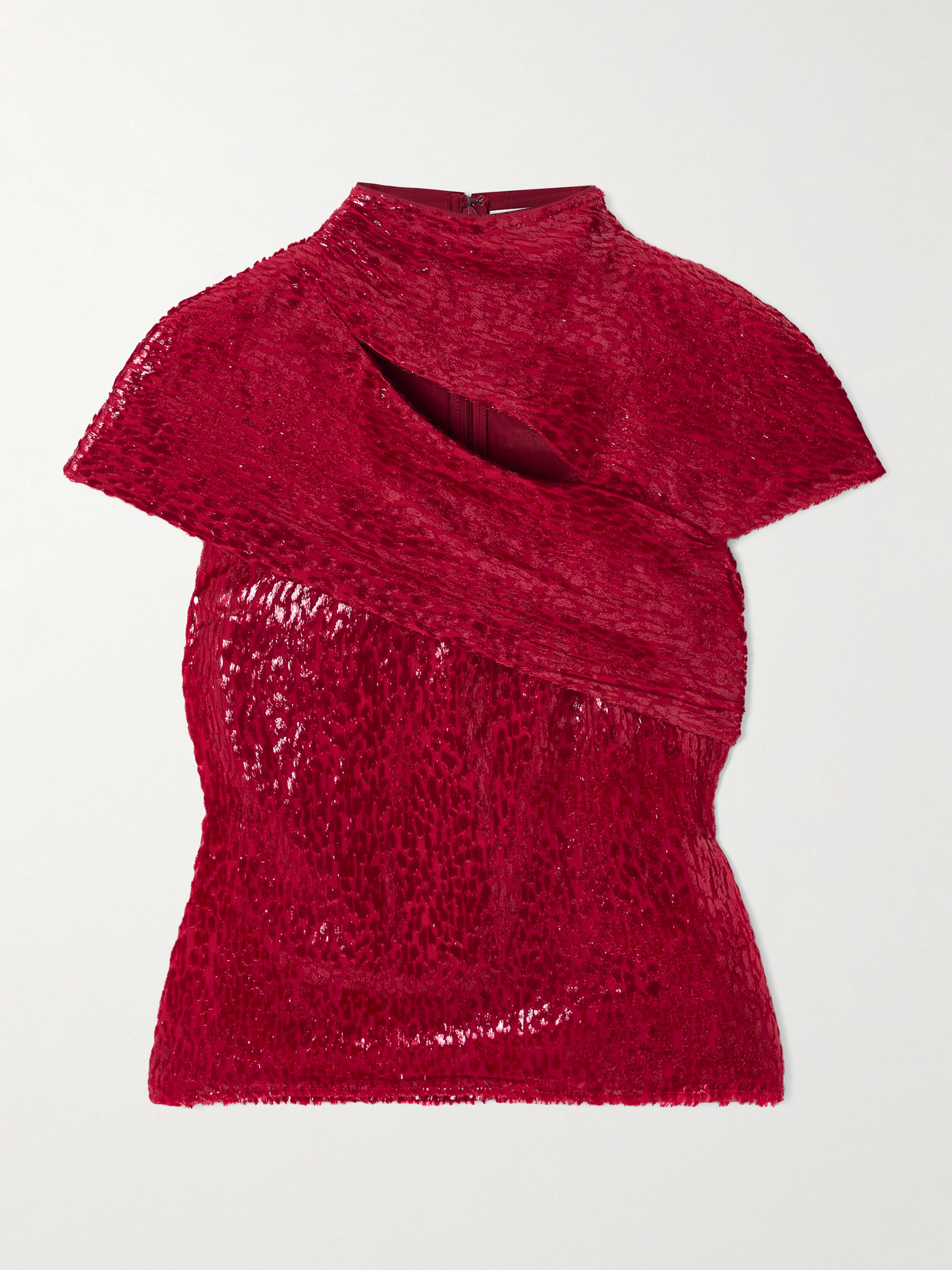 Self-portrait Cutout Fil Coupé Blouse In Red