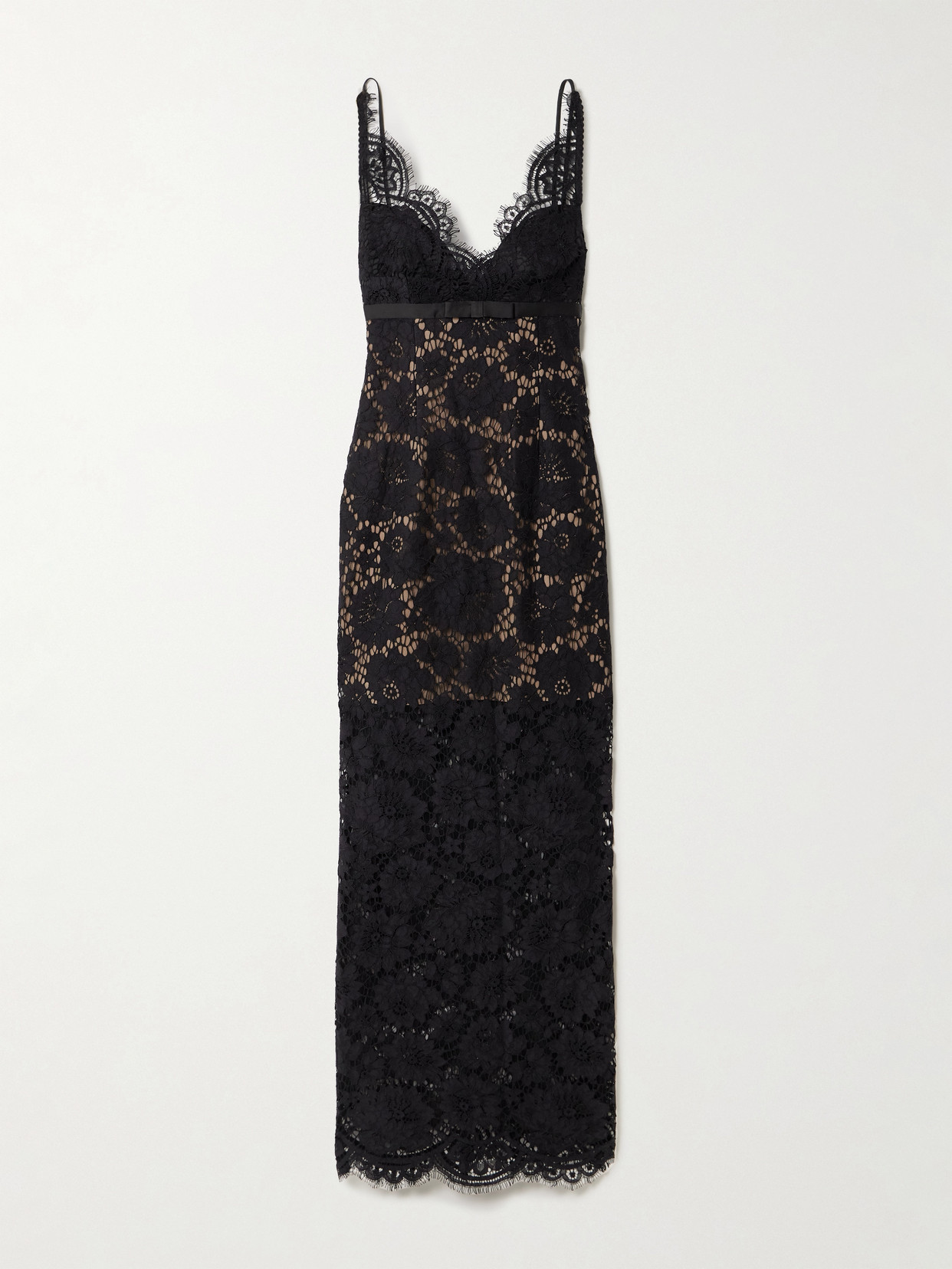 Self-portrait Floral Lace Maxi Dress In Black