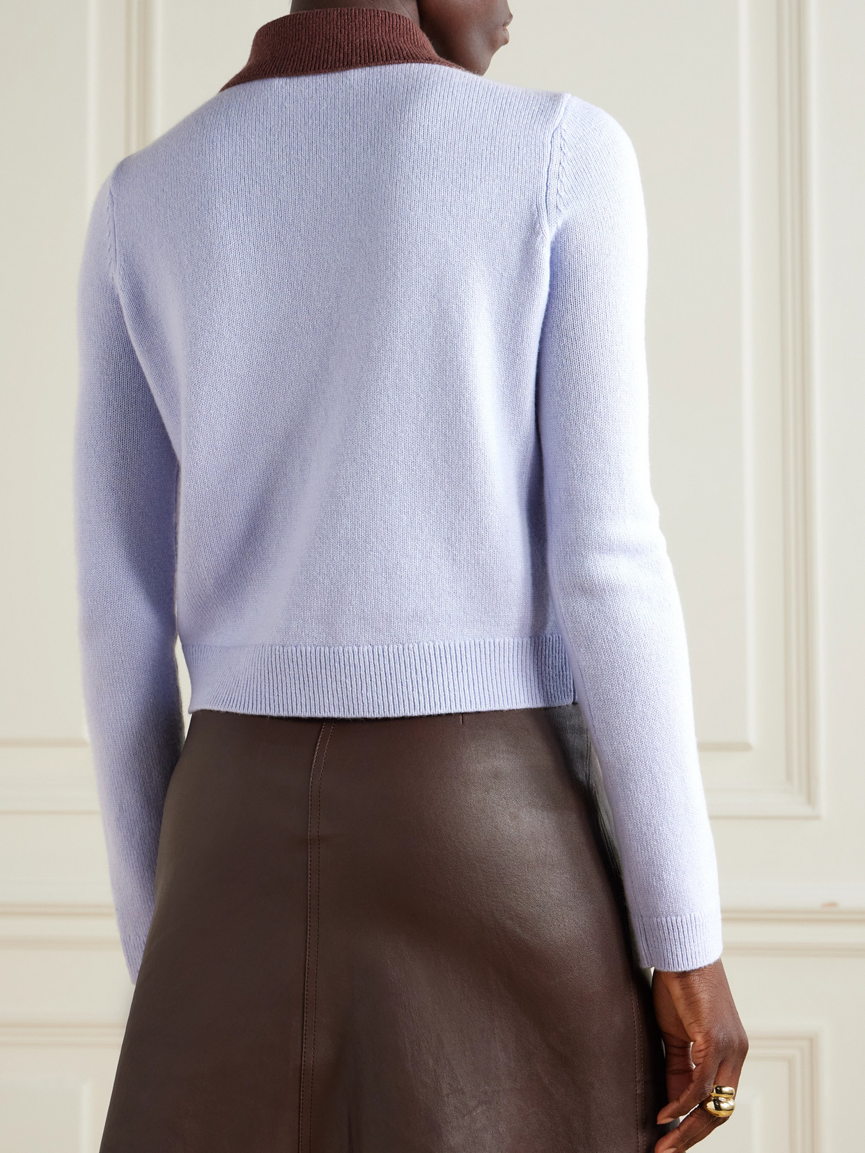 Self-portrait Sweater With Classic Contrast Collar In Blue