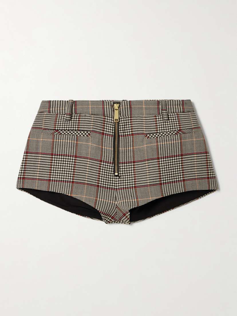 Self-Portrait Houndstooth Woven Shorts