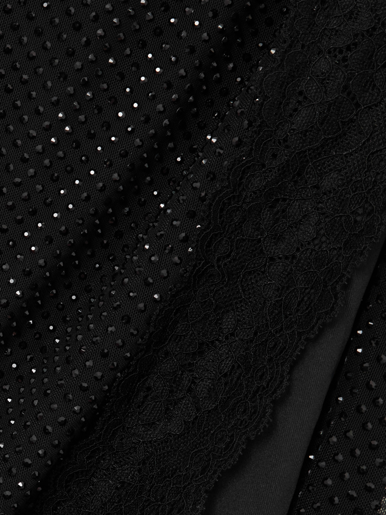 Crystal-Embellished Lace-Trimmed Midi