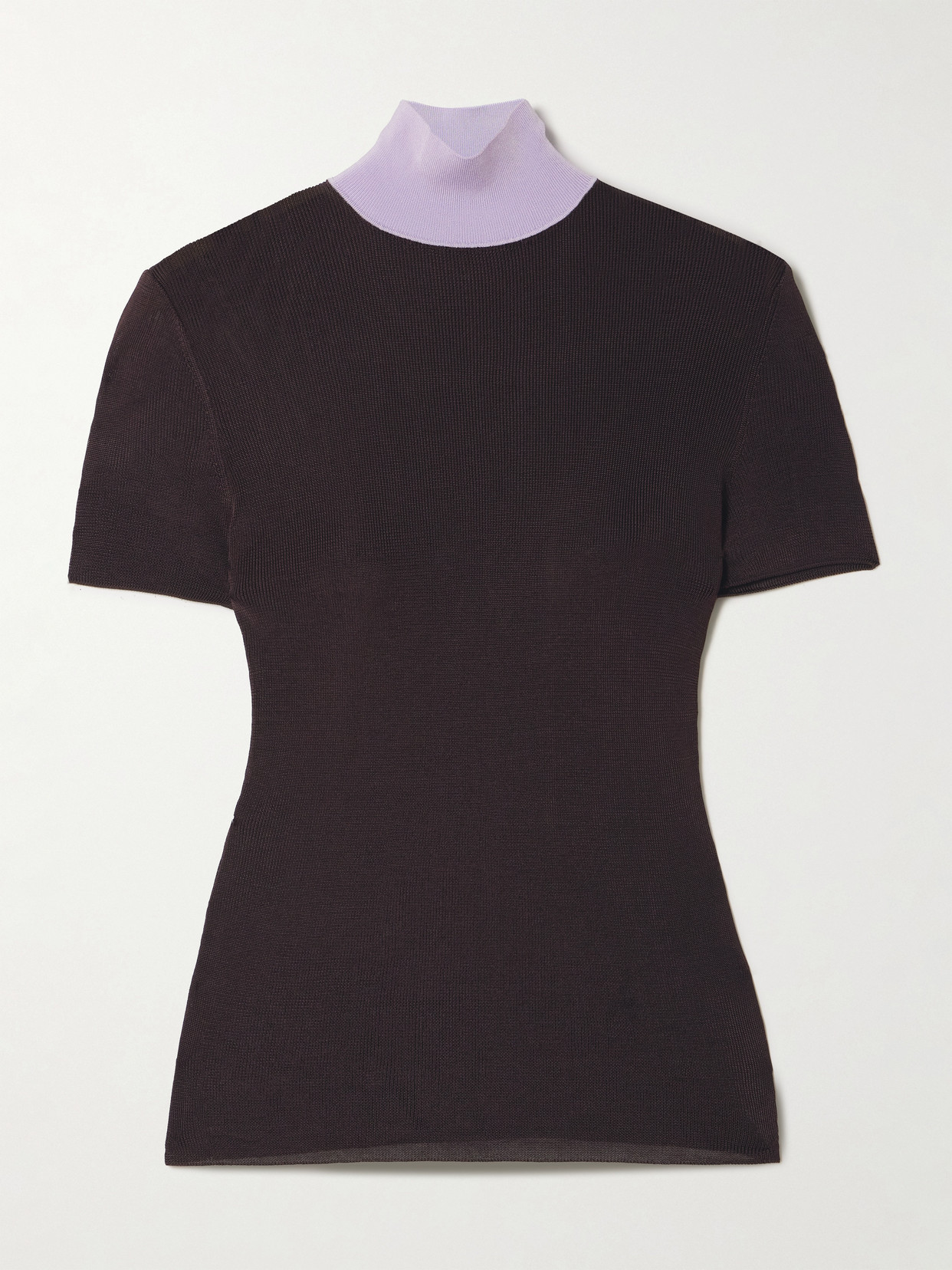 Self-portrait Color-block Knitted Top In Brown