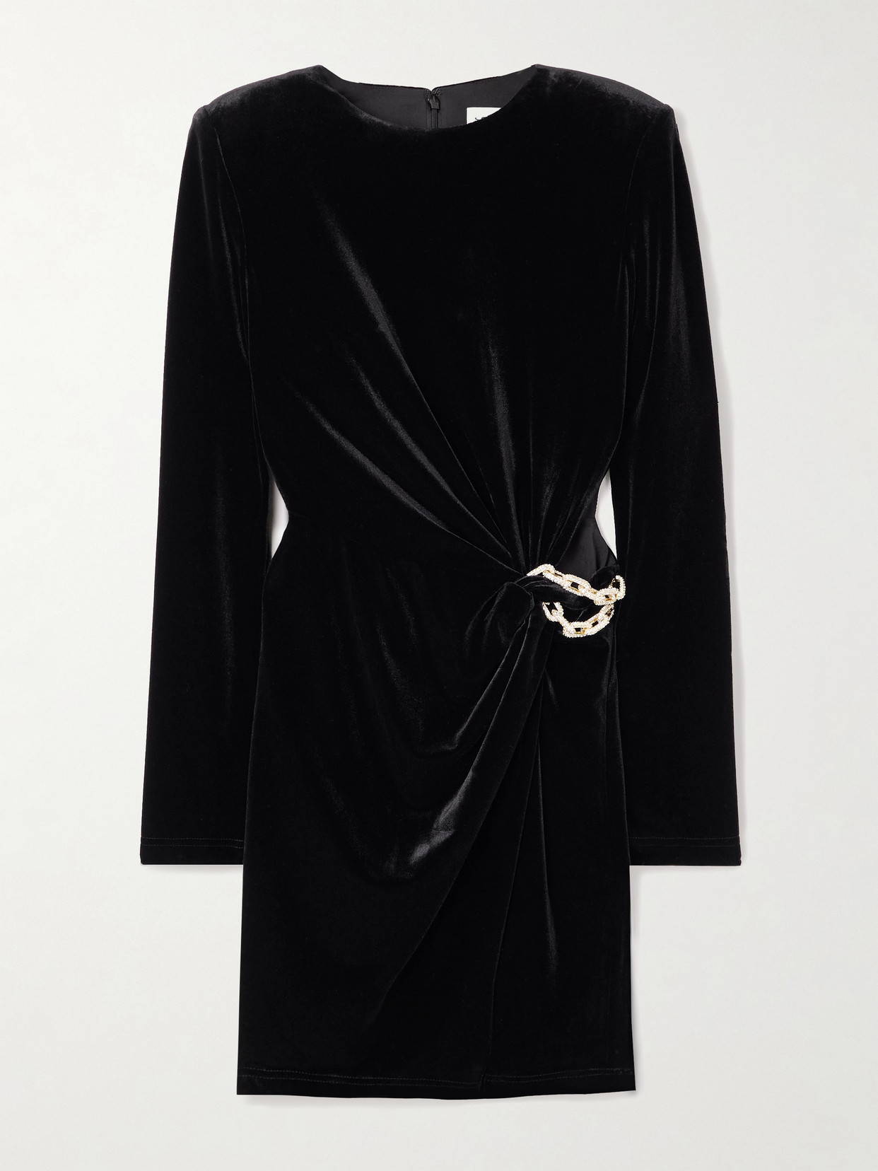 Self-portrait Embellished Velvet Mini Dress In Black