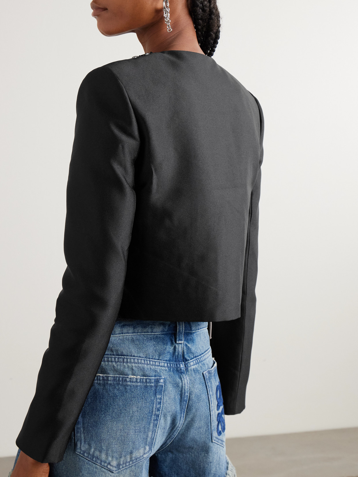 Crystal-Embellished Taffeta Jacket