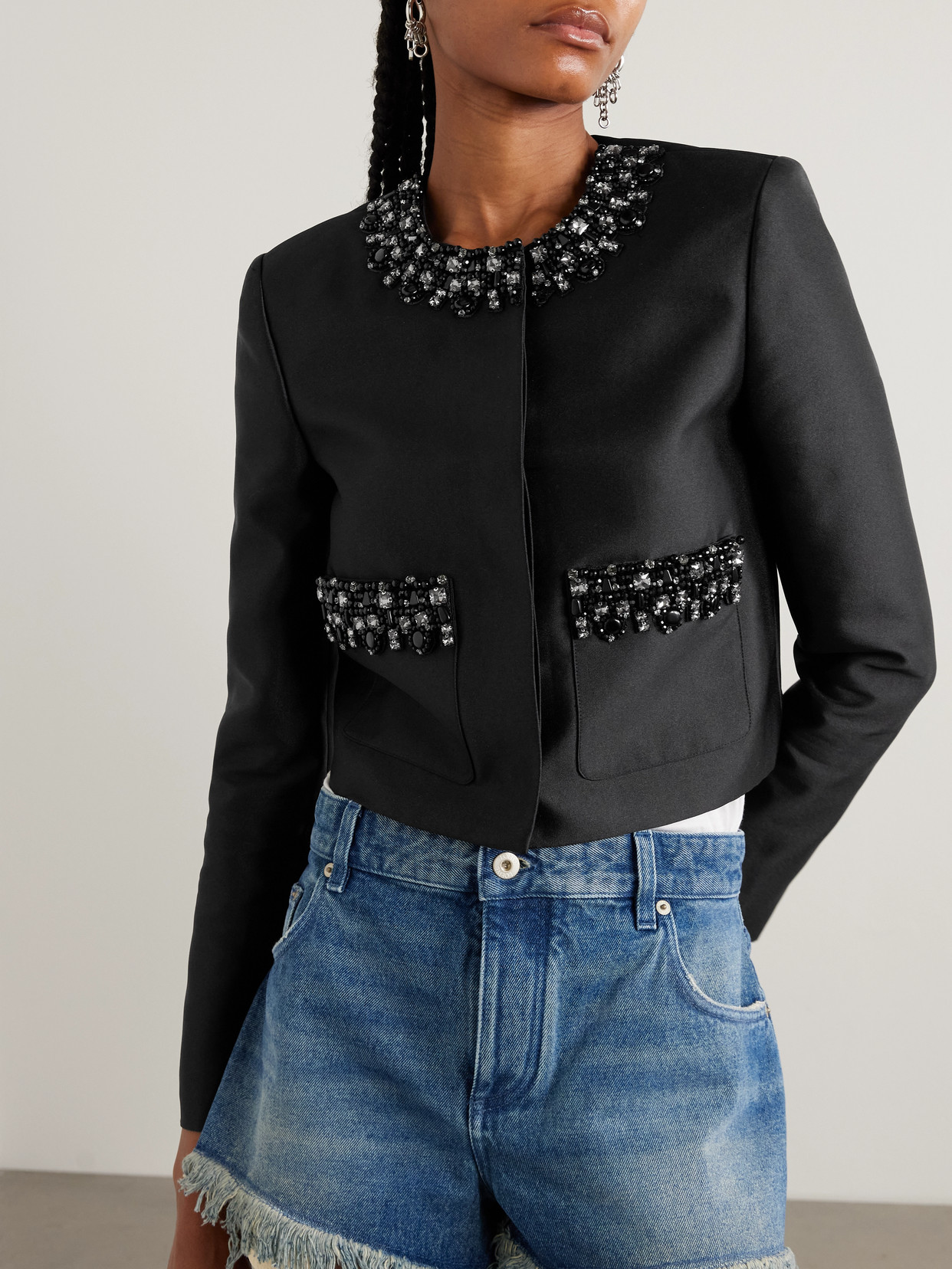 Crystal-Embellished Taffeta Jacket