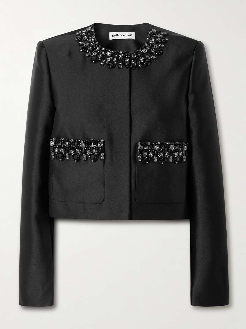 Self-Portrait Crystal-embellished Taffeta Jacket