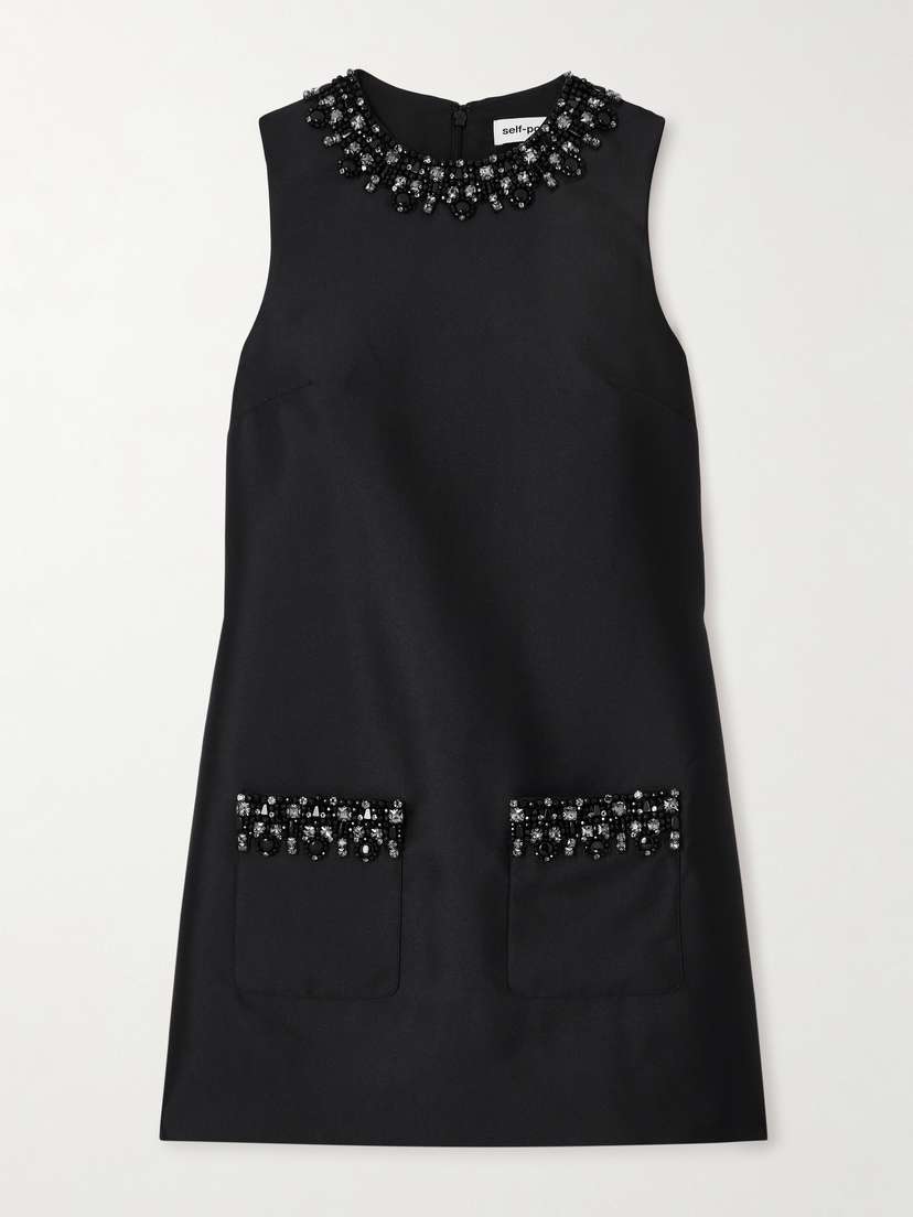 Self-Portrait Embellished Satin-twill Mini Dress