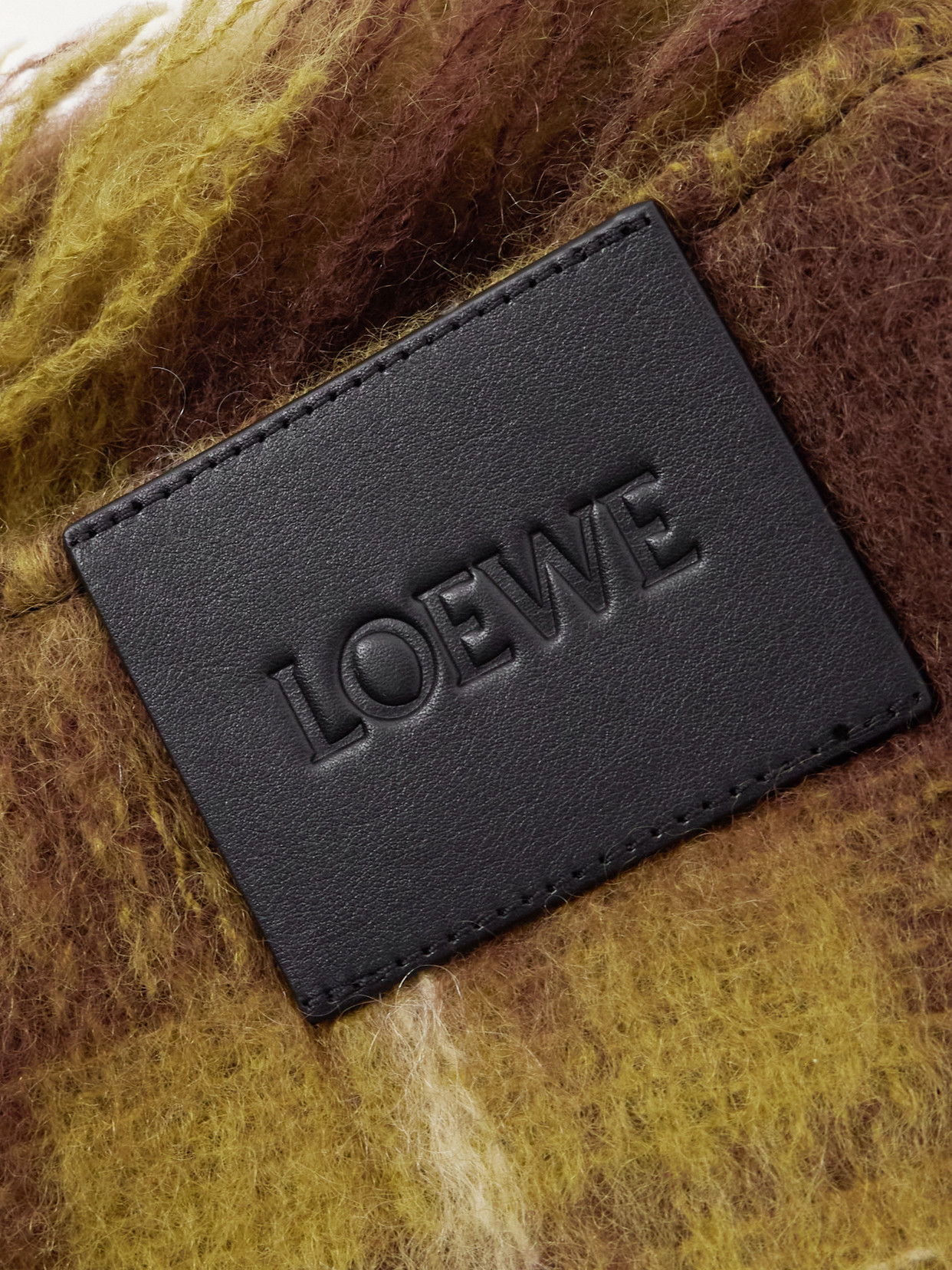 Loewe Leather-trimmed Checked Mohair And Wool-blend Mini Wrap Skirt In Multi