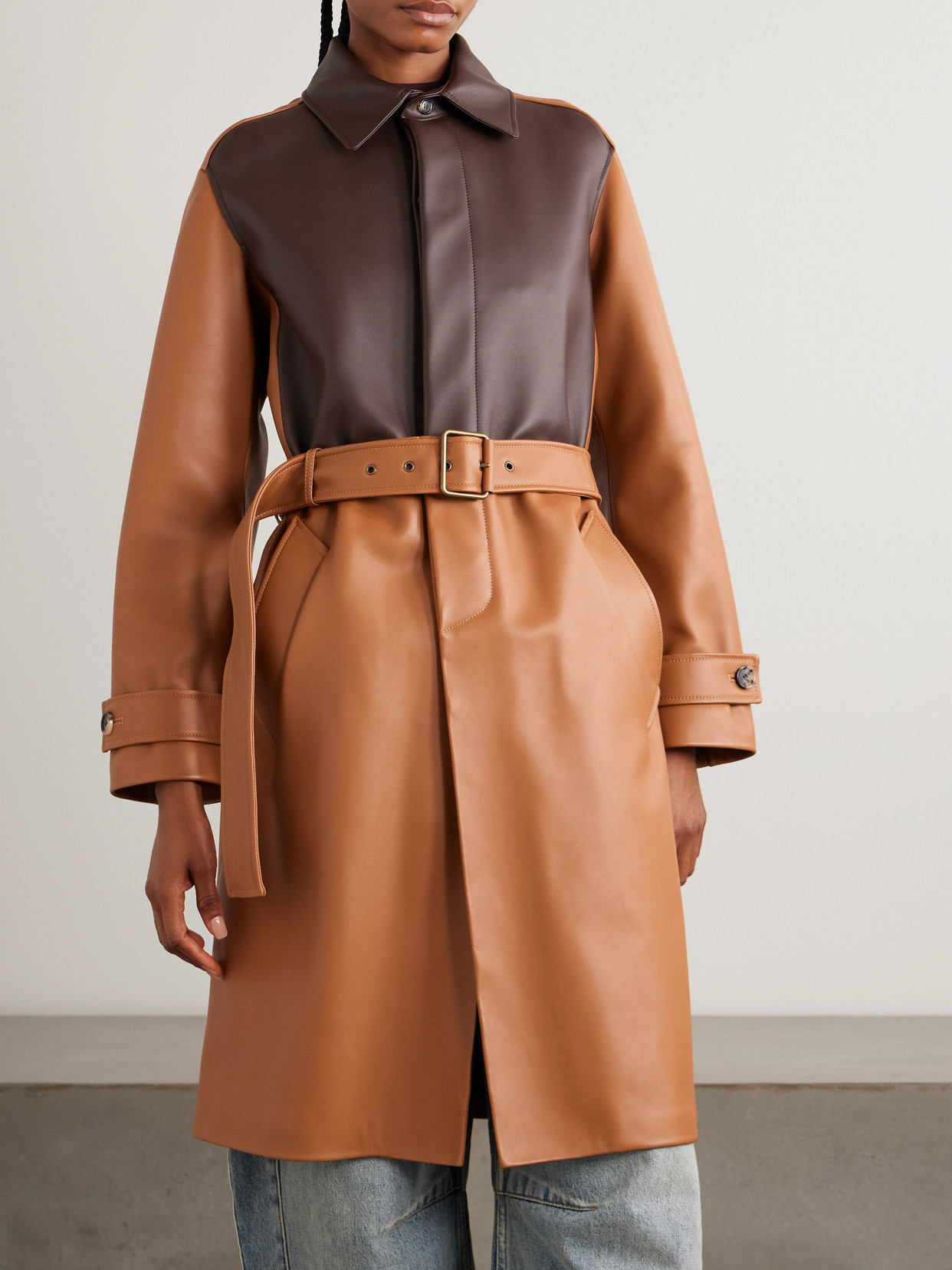 Belted Two-Tone Coat