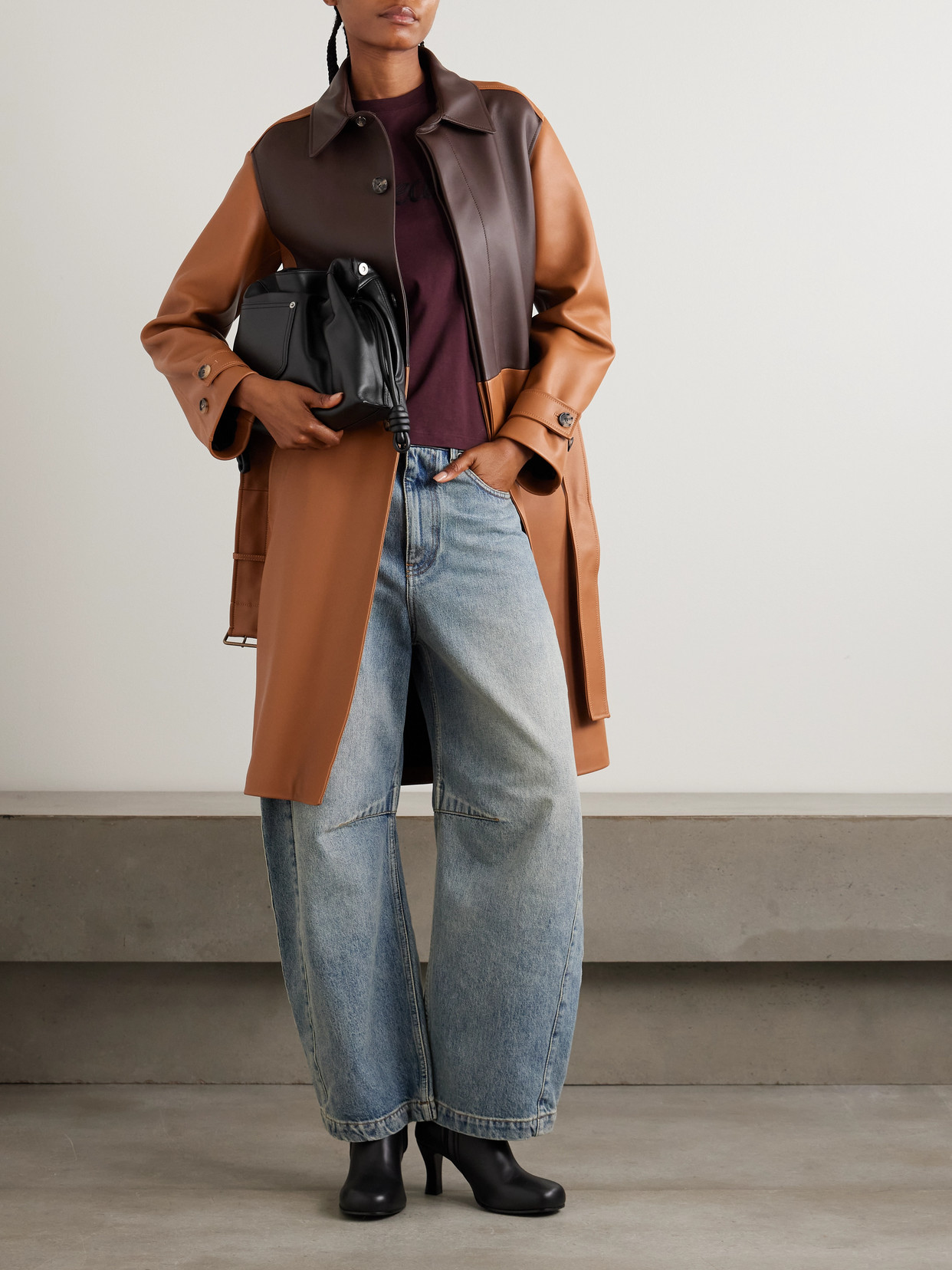 Belted Two-Tone Coat