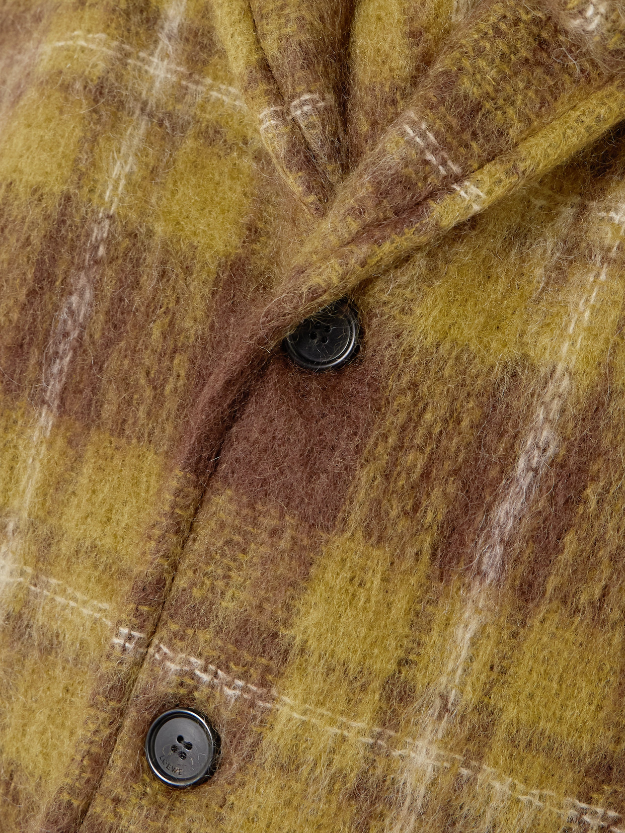 Loewe Scarf-detailed Checked Mohair And Wool-blend Jacket In Brown