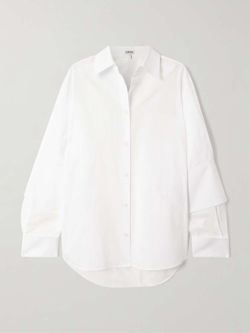 Loewe Embellished Striped Organic Cotton-blend Poplin Shirt
