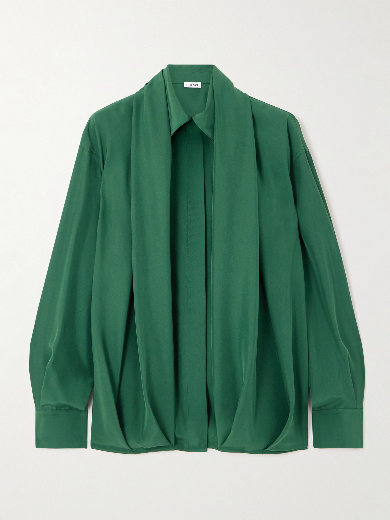 Loewe Draped Silk Blouse In Green