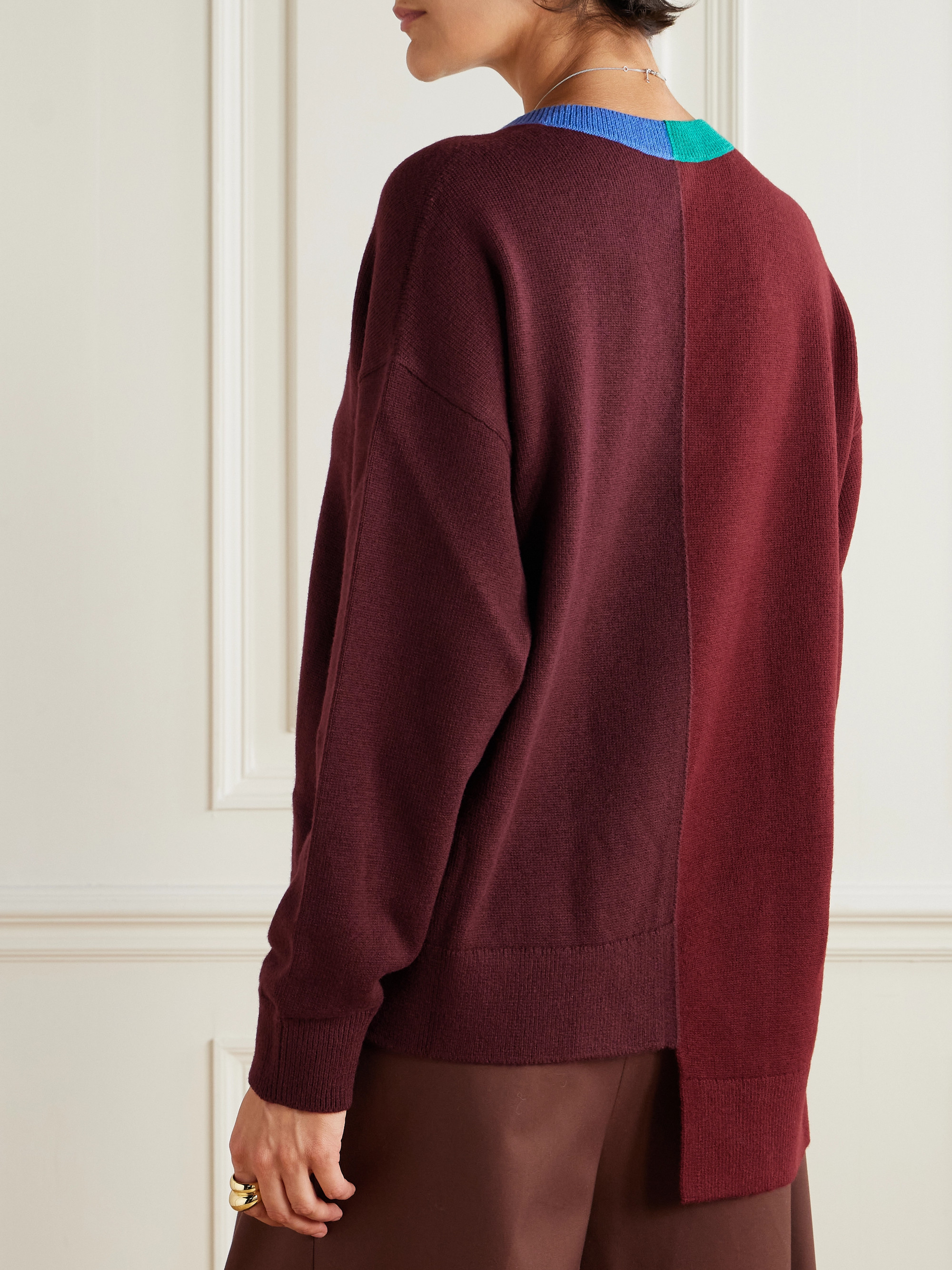 Loewe Asymmetric embroidered wool-blend sweater thumbnail