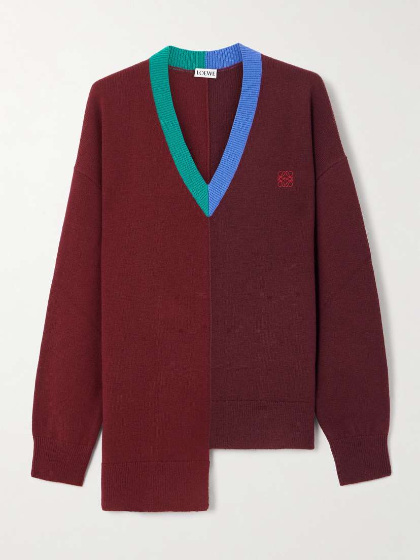 Loewe Asymmetric Embroidered Wool-blend Sweater