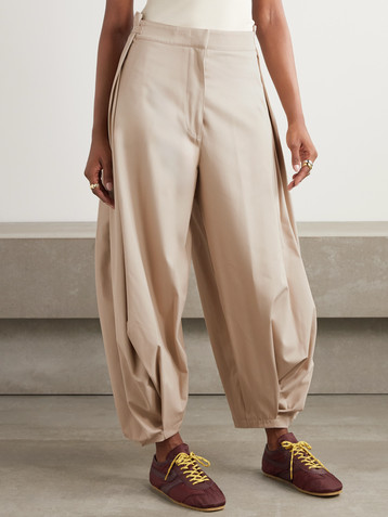 Loewe Cocoon wide-leg cotton and silk-blend twill pants